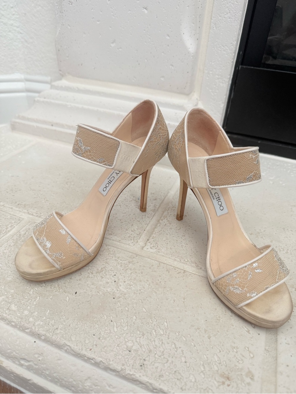 Jimmy Choo Alana Lace White/Ivory Bridal Shoe, Size 36.5